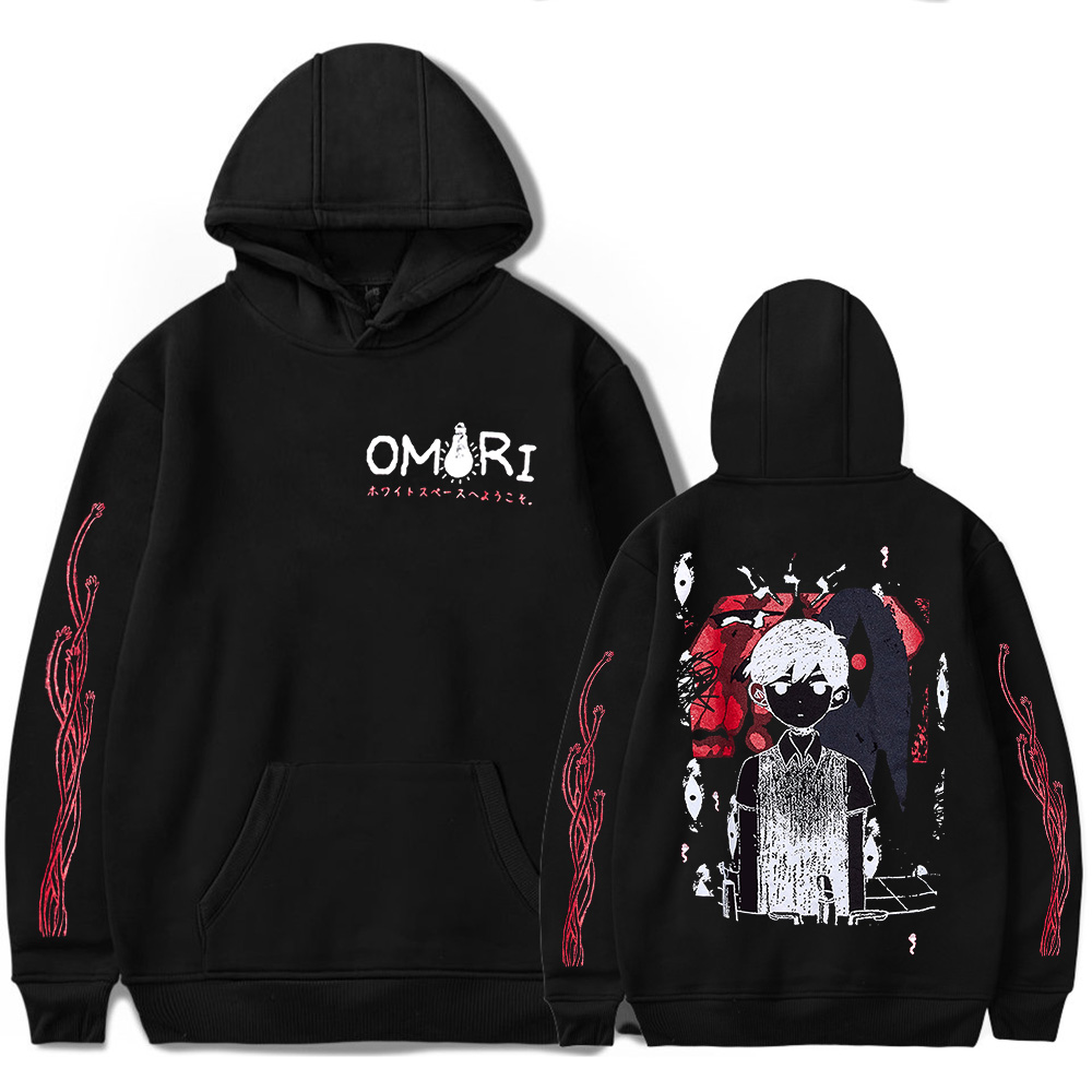 Anime Merch Hoodie - 2023 Omori Kırmızı Uzay Kapüşonlu Üst