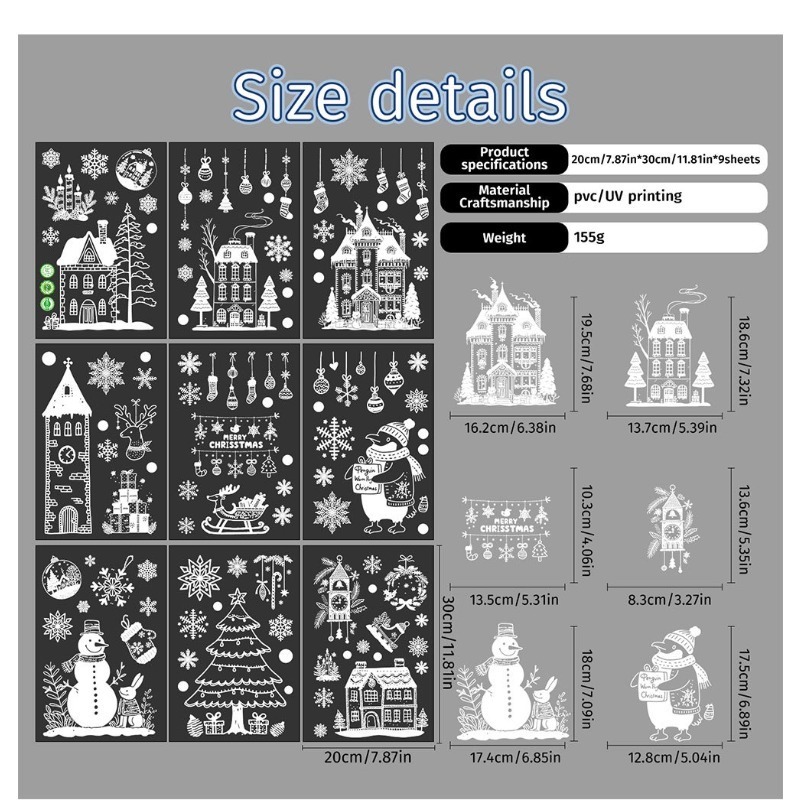 9 Yaprak/set Yeni Noel Statik  - Sticker Sheet Set incelemesi ve fiyatı